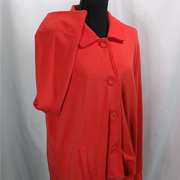 Chicos Women Red Knitt Button down blazer with pockets Size 3 - Picture 2 of 6